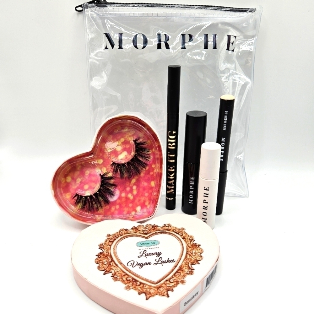 NEW Morphe Lash and Brow Kit Primer Liner Setting Gel Highlighter Case Lashes